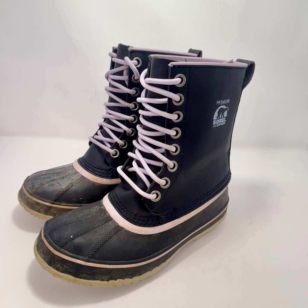Sorel 1964 Premium Waterproof Snow Boots Black Lined NL1330-012 Womens 7 Rain